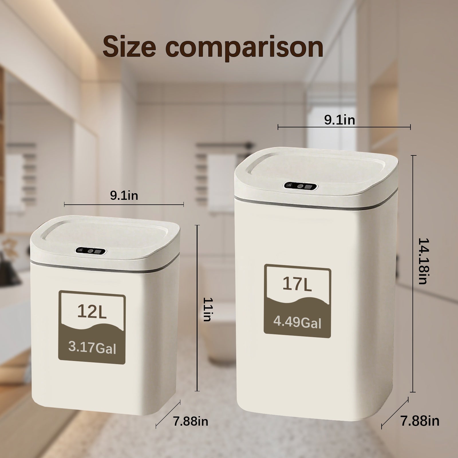 One-piece3.17gal\u002F4.49gal Two Options Large Capacity Household Smart Trash Can with Deodorizing Function, Multi-purpose (automatic Kick And Knee Sensing) And Smart Silent (opening And Closing Design), Suitable for Kitchen, Bedroom, Office, Gap