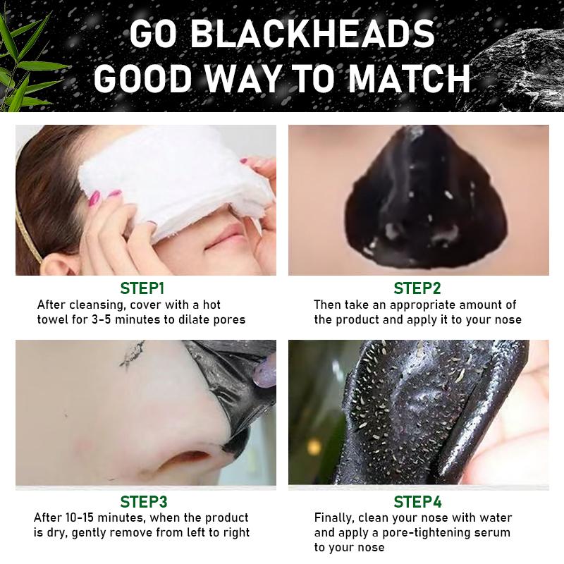 [Two Pack]ROZINO Bamboo Charcoal Facial Mask 60g - Blackhead Clean Pore Cleansing Purifying Exfoliating Super Moisture Peel Skincare for Radiance Hydration - Outdoorfun Gentle