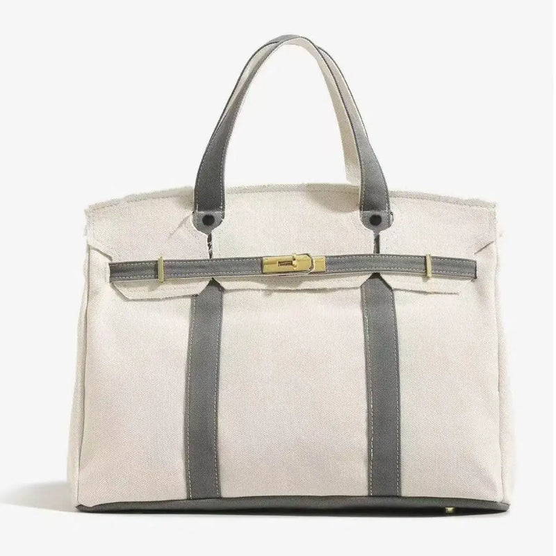 2026 New Arrival Canvas Tote Bag for Women Luxurious Niche Design Color-Blocked Handbag Spacious Commuter Tote Versatile Everyday Bag with Intentional Distressed Look & Lightweight Material