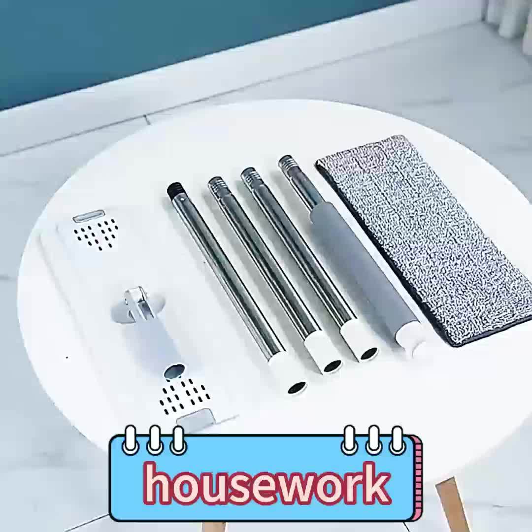 Hands-free Flat Dust Mop With Bucket - Wet And Dry Cleaning, Perfect For Bedroom, Kitchen, Living Room, Bathroom - Durable Plastic Household Floor Mop Tool