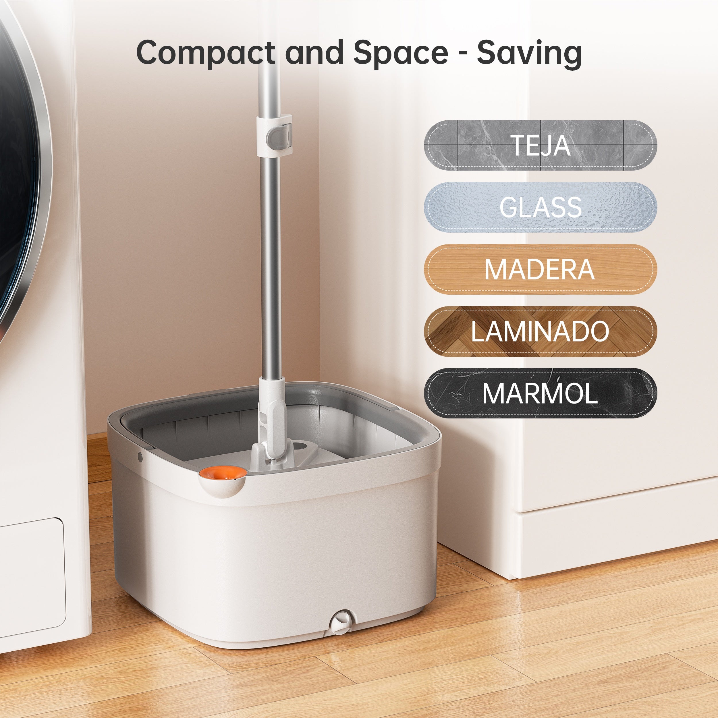 Spin Mop and Bucket Set w\u002F Self-Cleaning Dual-Tank System, 360° Spinning Mop Head for All Floor Types - 2\u002F 6pcs Microfiber Refills