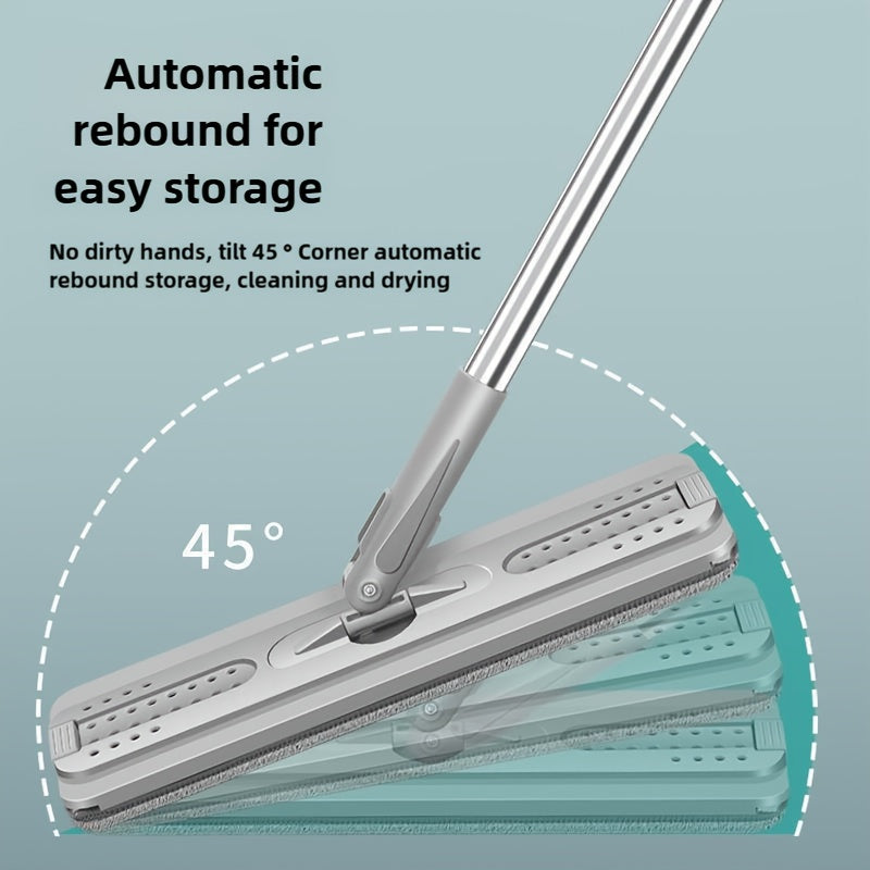 Hands-free Flat Dust Mop With Bucket - Wet And Dry Cleaning, Perfect For Bedroom, Kitchen, Living Room, Bathroom - Durable Plastic Household Floor Mop Tool