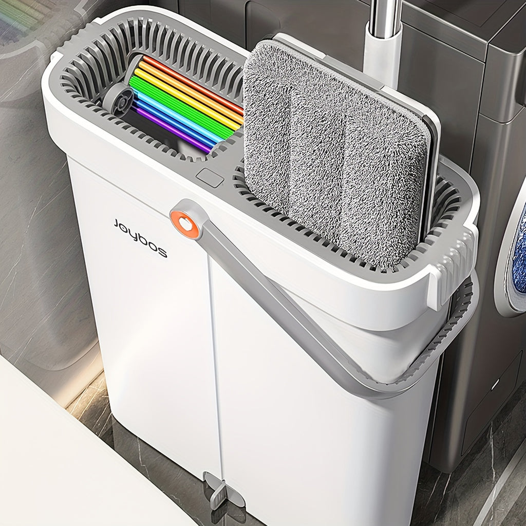 12.99inch Microfiber Flat Mop And Bucket Set Floor Cleaning System, Wet Dry Mop For Wall Cleaner With Long Handle, Hardwood Floor Mop With Microfiber Cloths. Bedroom\u002F Bathrooms\u002Fliving Room Mops For Floor Cleaning