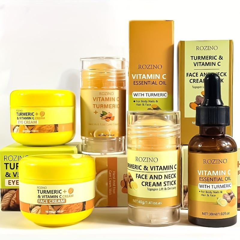 Glow Boosting Moisturizer- Anti-Aging, Reduce Acne, Dark Spot Remover, Hydrates & Controlling Oil & Refining Pores Turmeric Mask - Set of 5 (Turmeric Complete Set)