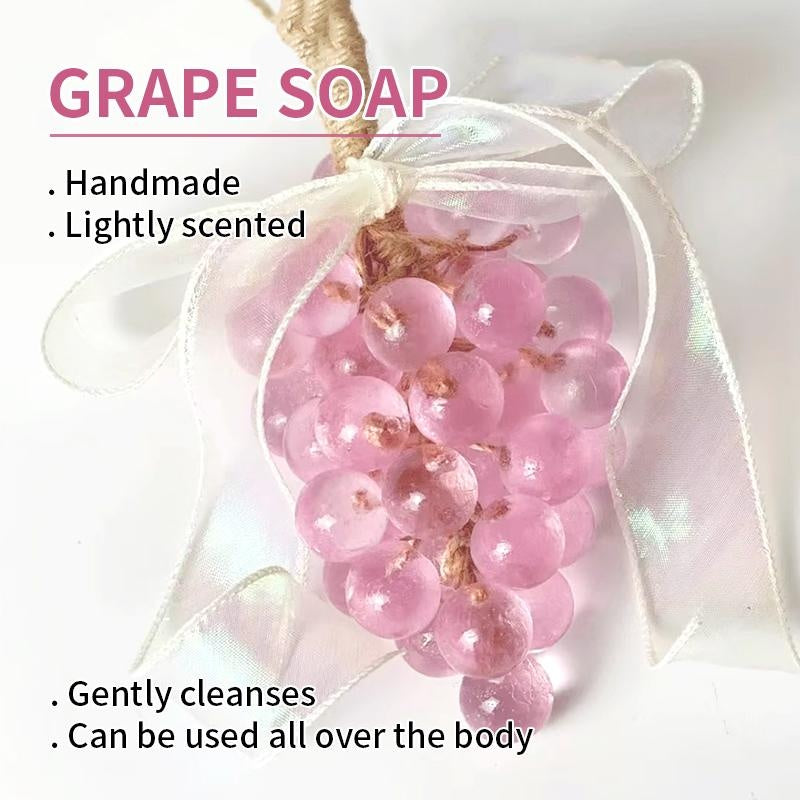 Grape Soap on a Ropes Decorative Aromatic Artisan Bar for Hand Wash Bath Fresh Air Large Bunch Crystal Purple Gift for Men Women