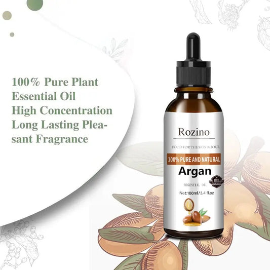 Rozino 100% Pure Natural Argan Essential Oil - Nourish Skin & Soul Herbal Hair Serum with SPF 15 curly  hair  oil  treatment