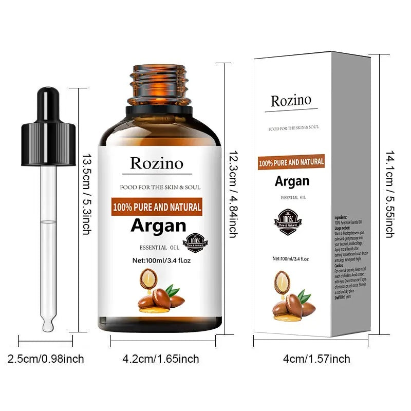 Rozino 100% Pure Natural Argan Essential Oil - Nourish Skin & Soul Herbal Hair Serum with SPF 15 curly  hair  oil  treatment