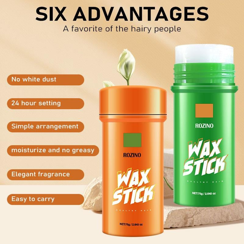 ROZINO 2PCS Hair Wax Stick with Coconut Oil Non-Greasy Styling Wax Hair Pomade Stick for Flyaways & Edge Frizz Hair Care