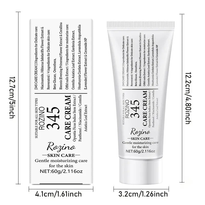 ROZINO 345 Care Cream - Gentle Facial Moisturizer for All Skin Types, 60g, Contains No Ingredients Specified, Moisturizes & Soothes