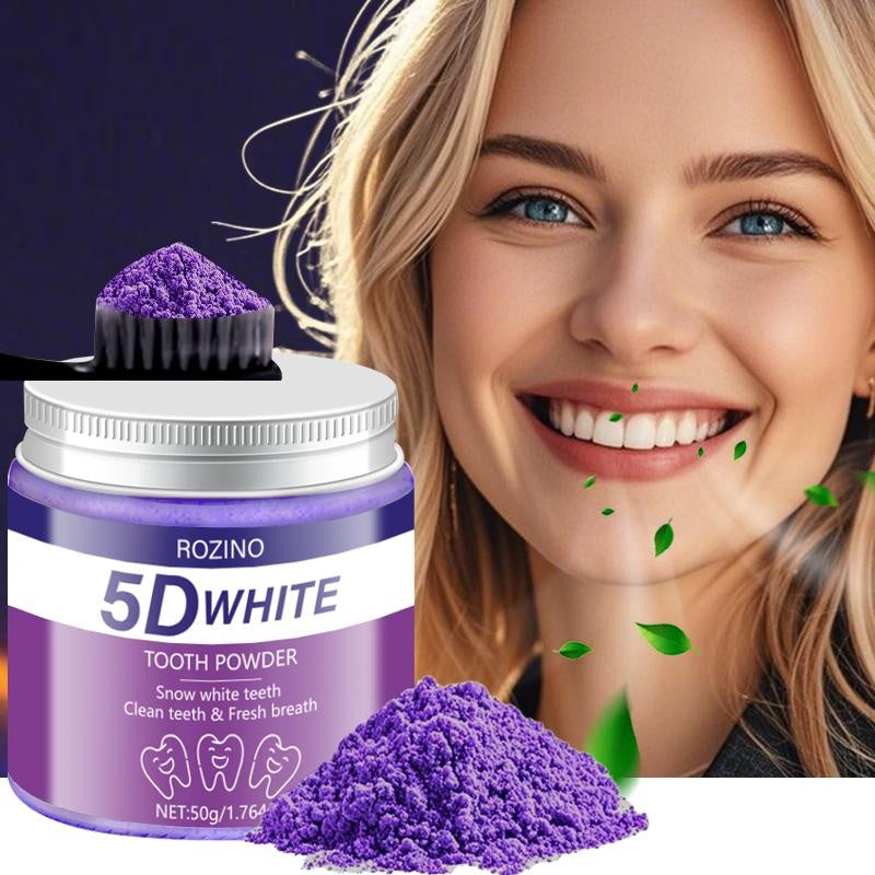 ROZINO 5D White Tooth Powder - Snow White Teeth & Fresh Breath - Activated Carbon Formula - No Sensitivity - Dental Care Solution