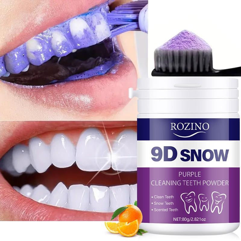 ROZINO 9D Snow Purple Cleaning Teeth Powder - Gentle Non-Irritating Formula for Fresh Breath & Strong Teeth Gums - 80g Single Item