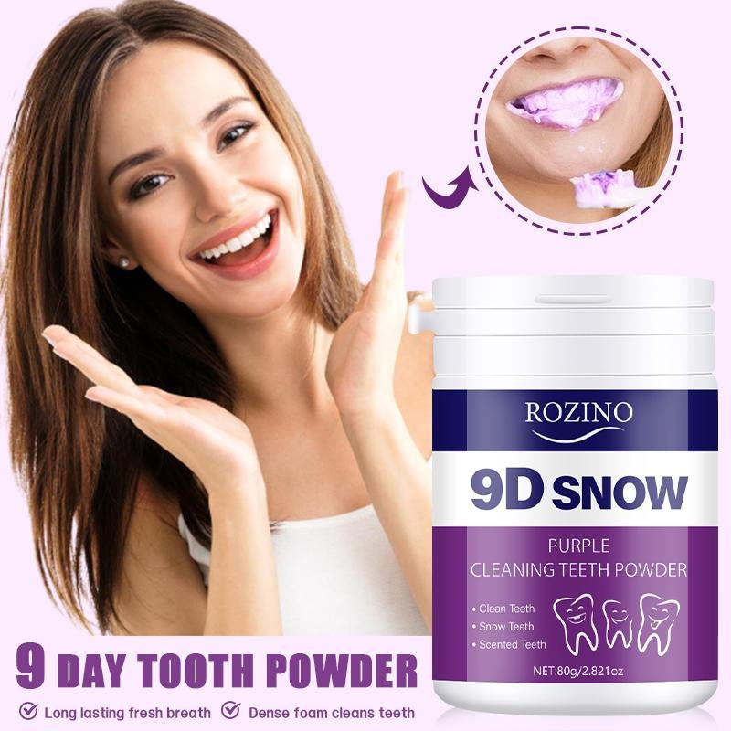 ROZINO 9D Snow Purple Cleaning Teeth Powder - Gentle Non-Irritating Formula for Fresh Breath & Strong Teeth Gums - 80g Single Item