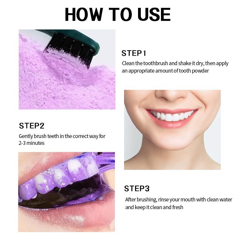 ROZINO 9D Snow Purple Cleaning Teeth Powder - Gentle Non-Irritating Formula for Fresh Breath & Strong Teeth Gums - 80g Single Item