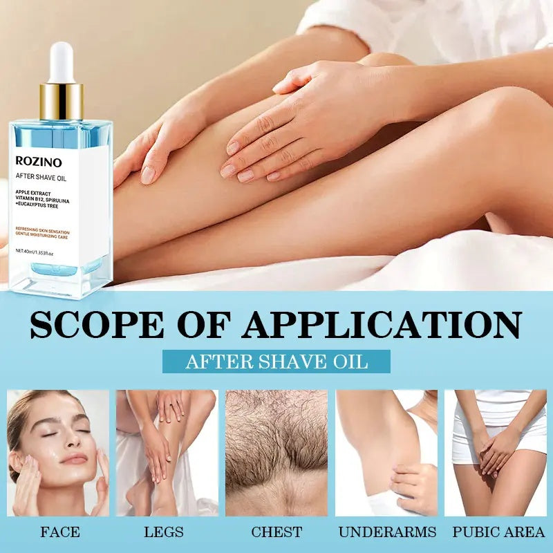 ROZINO After Shave Oil Soothing & Gentle for Sensitive Skin with Apple Extract Vitamin B3 Spirulina Eucalyptus Tree 40ml