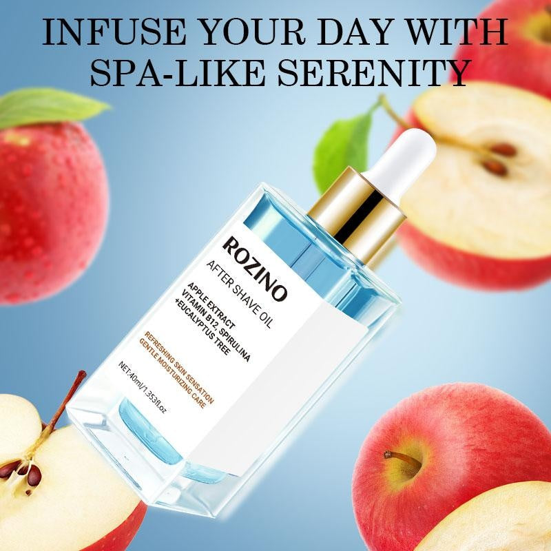 ROZINO After Shave Oil Soothing & Gentle for Sensitive Skin with Apple Extract Vitamin B3 Spirulina Eucalyptus Tree 40ml