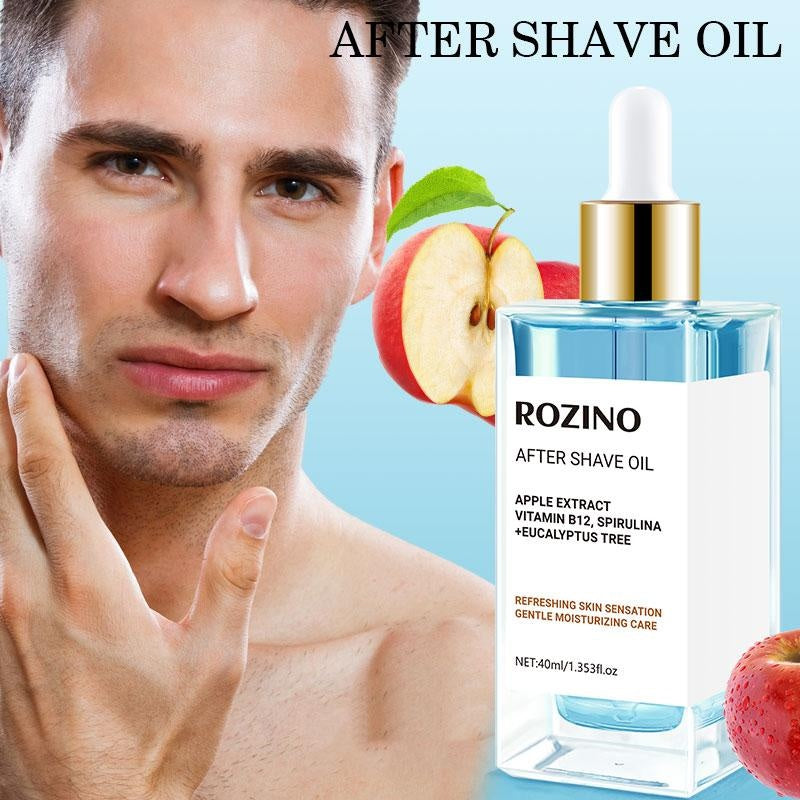 ROZINO After Shave Oil Soothing & Gentle for Sensitive Skin with Apple Extract Vitamin B3 Spirulina Eucalyptus Tree 40ml