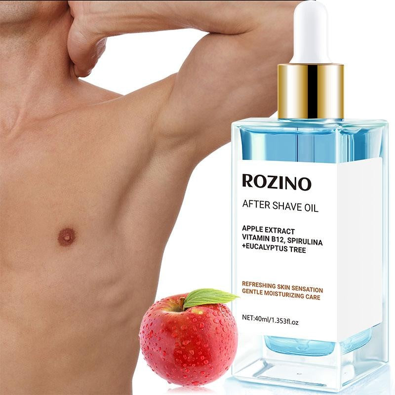 ROZINO After Shave Oil Soothing & Gentle for Sensitive Skin with Apple Extract Vitamin B3 Spirulina Eucalyptus Tree 40ml