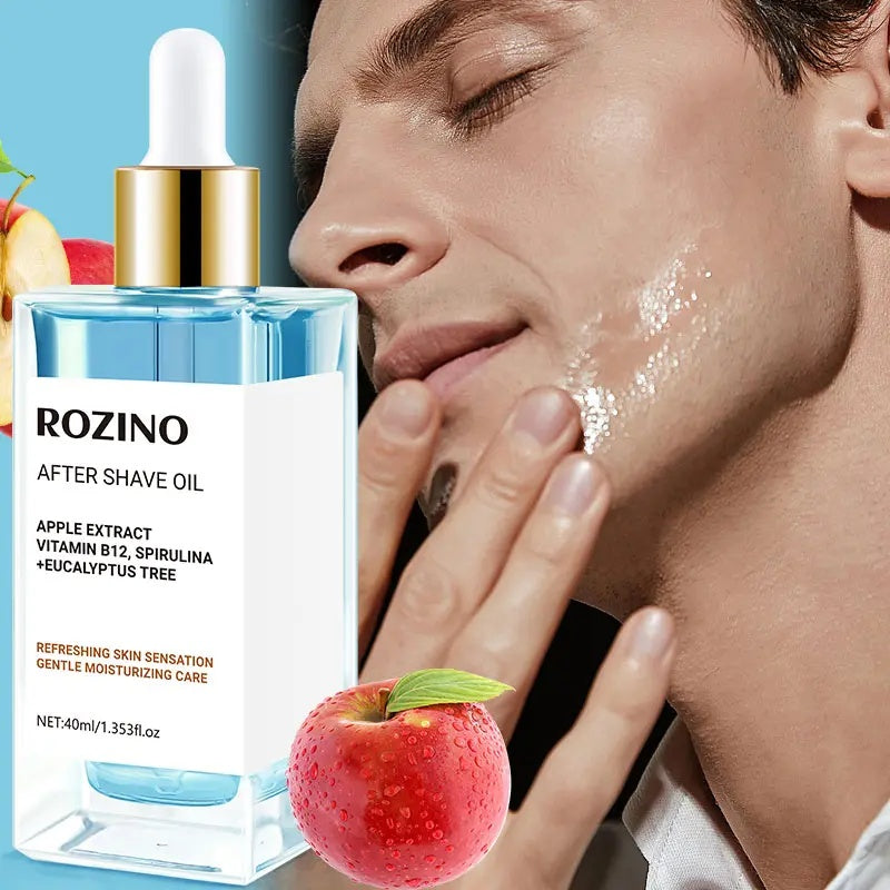 ROZINO After Shave Oil Soothing & Gentle for Sensitive Skin with Apple Extract Vitamin B3 Spirulina Eucalyptus Tree 40ml