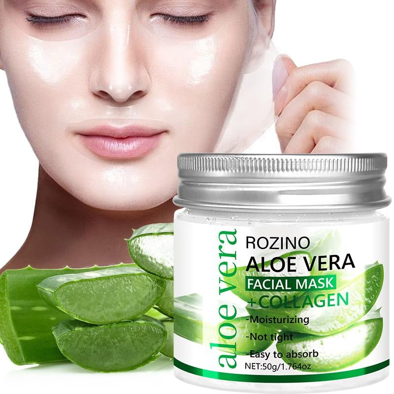 Rozino Aloe Vera & Collagen Facial Mask - Moisturizing Night Care for Smooth Soft Skin Texture - 50g