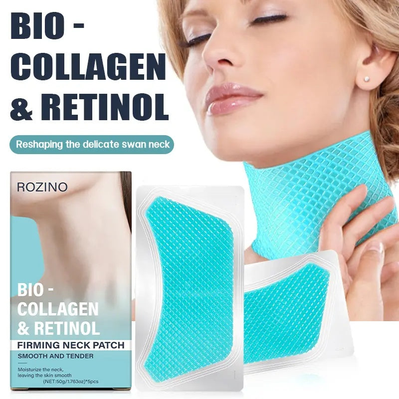 Rozino Bio-Collagen & Retinol Firming Neck Patch for Neck Firming and Tightening Anti-Wrinkle Patches to Smooth Skin Invisible Silicone Pads for Wrinkles