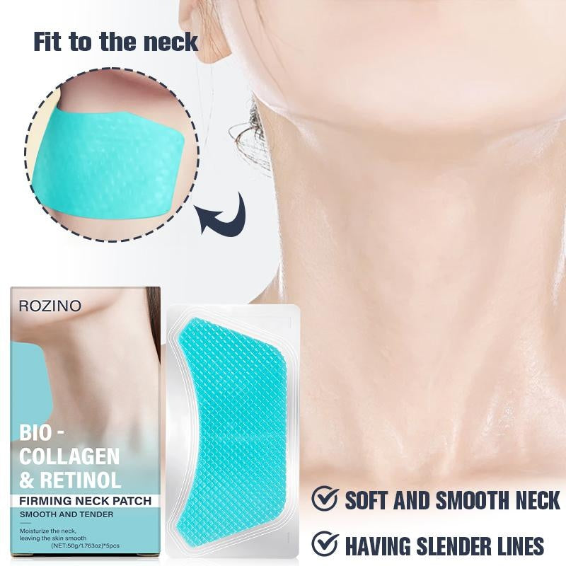 Rozino Bio-Collagen & Retinol Firming Neck Patch for Neck Firming and Tightening Anti-Wrinkle Patches to Smooth Skin Invisible Silicone Pads for Wrinkles