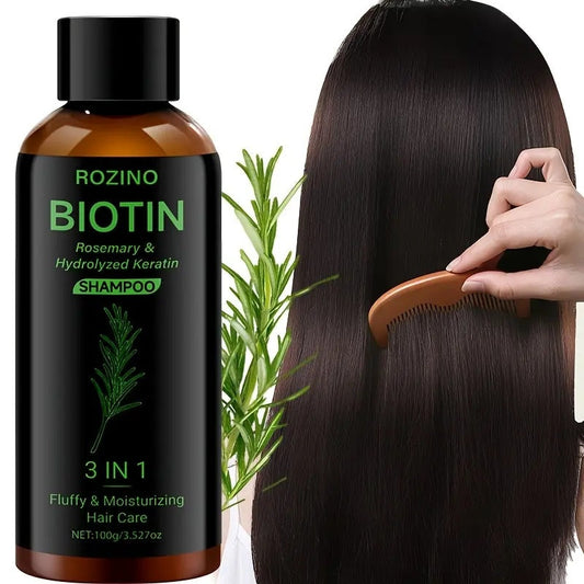 Rozino Biotin Rosemary Shampoo: 3 - in - 1 with Hydrolyzed Keratin for Premium Hair Care
