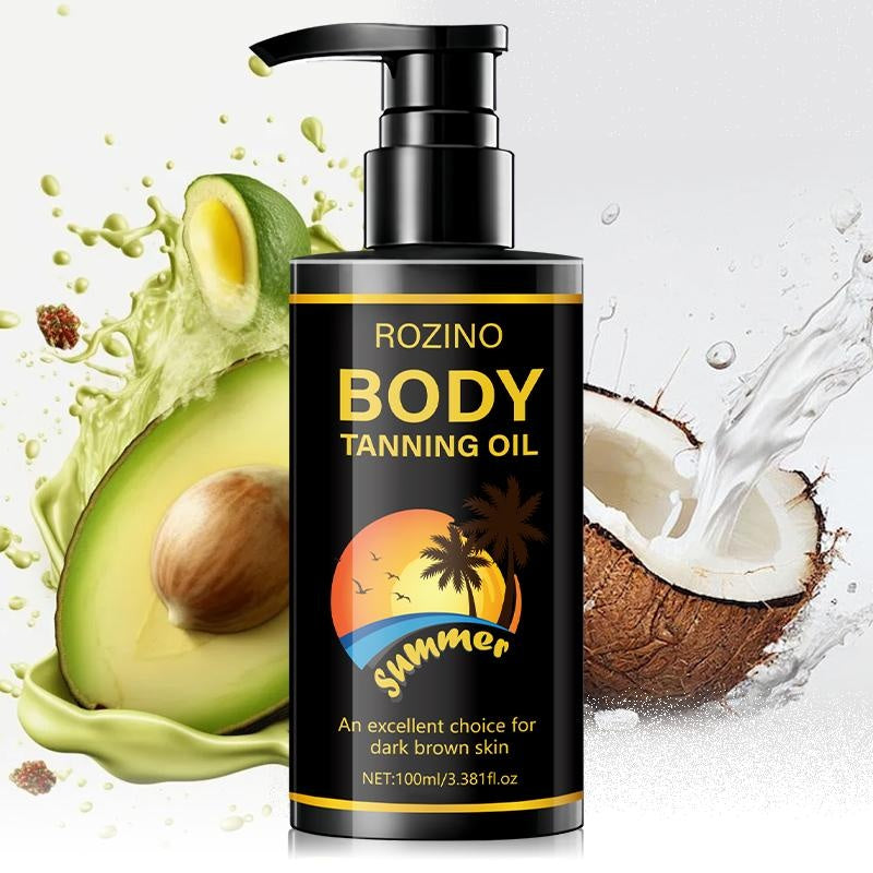 ROZINO Body Tanning Oil - Summer - Ready Sun - Kissed Skin Sunless Self Tanner Bronzing Lotion
