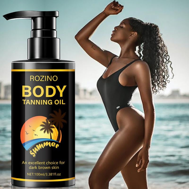 ROZINO Body Tanning Oil - Summer - Ready Sun - Kissed Skin Sunless Self Tanner Bronzing Lotion