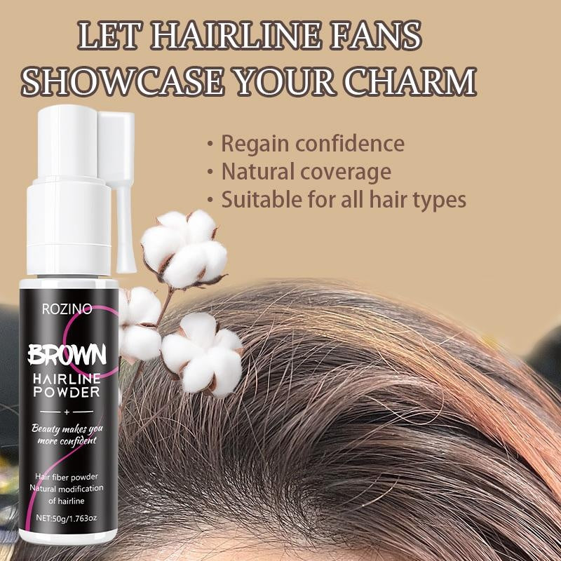 Rozino Brown Hairline Powder Root Touch Up Hair Color for Gray Coverage Bald Spot Concealing Hair Powder for Women & Men 48-Hour Stain-Proof Formula