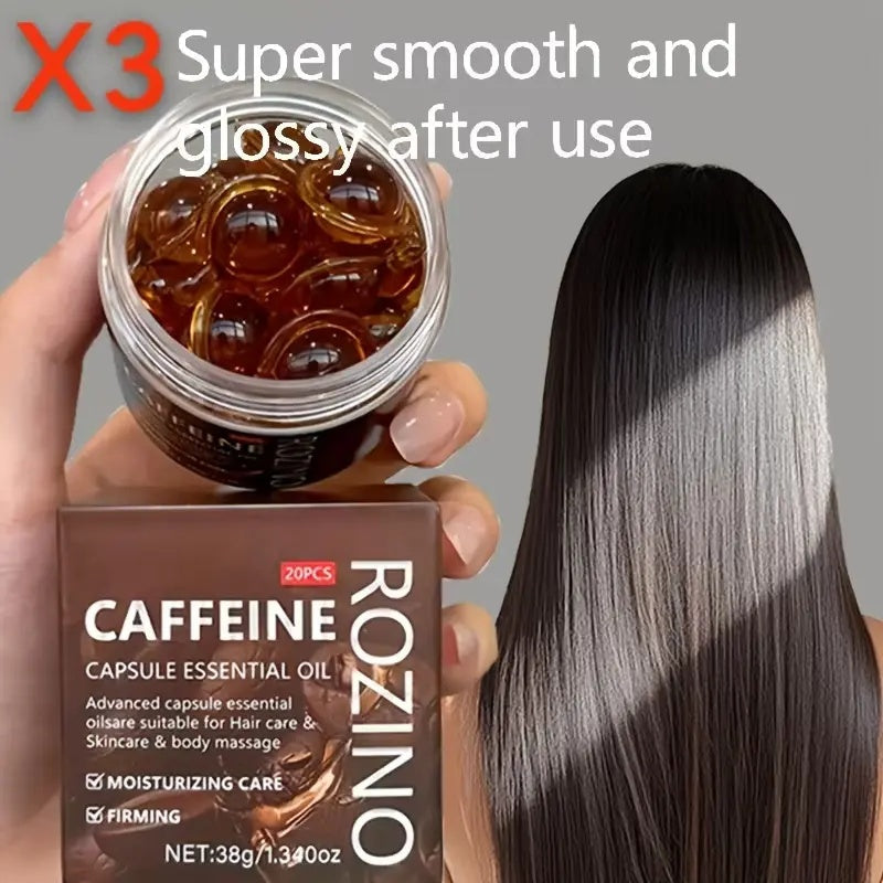 ROZINO Caffeine Hair Capsules Super Smooth & Glossy Magic for Enhanced Hair Shine and Brilliance