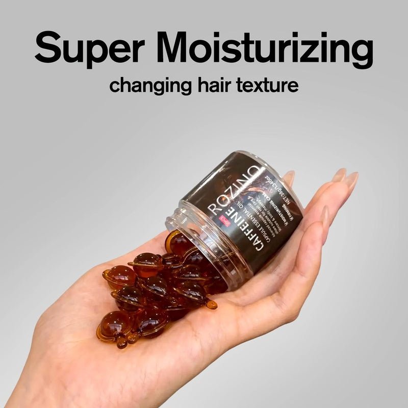 ROZINO Caffeine Hair Capsules Super Smooth & Glossy Magic for Enhanced Hair Shine and Brilliance