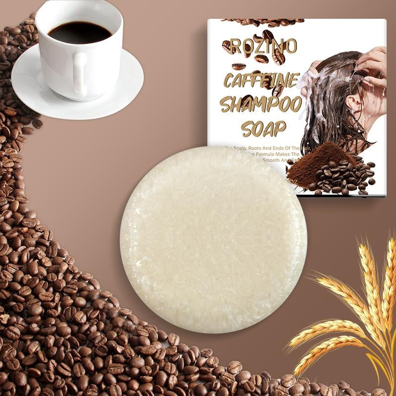 ROZINO Caffeine Shampoo Soap - Deep Cleansing for Scalp Hair Loss, Organic Hair Oil Control, Solid Shampoo for Hair Growth, Refreshing & Hydrating Soap, 60g
