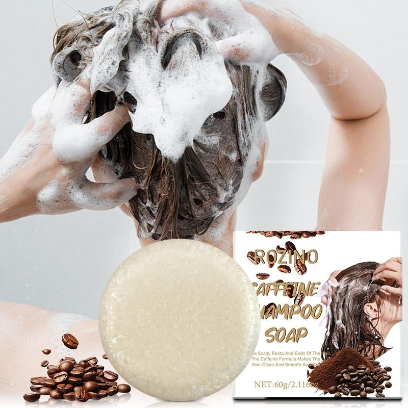 ROZINO Caffeine Shampoo Soap - Deep Cleansing for Scalp Hair Loss, Organic Hair Oil Control, Solid Shampoo for Hair Growth, Refreshing & Hydrating Soap, 60g