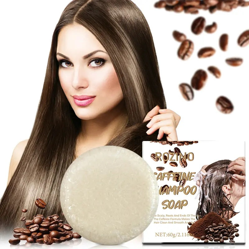 ROZINO Caffeine Shampoo Soap - Deep Cleansing for Scalp Hair Loss, Organic Hair Oil Control, Solid Shampoo for Hair Growth, Refreshing & Hydrating Soap, 60g
