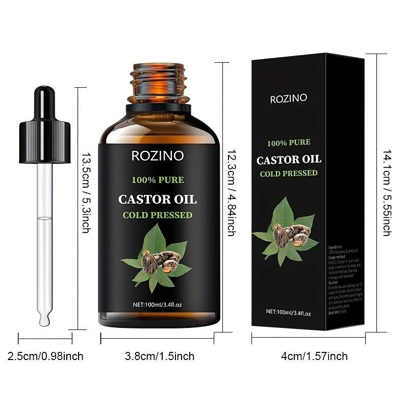 ROZINO Castor Oil: All - in - One Care for Hair, Skin & More! Cold - Pressed & Pure