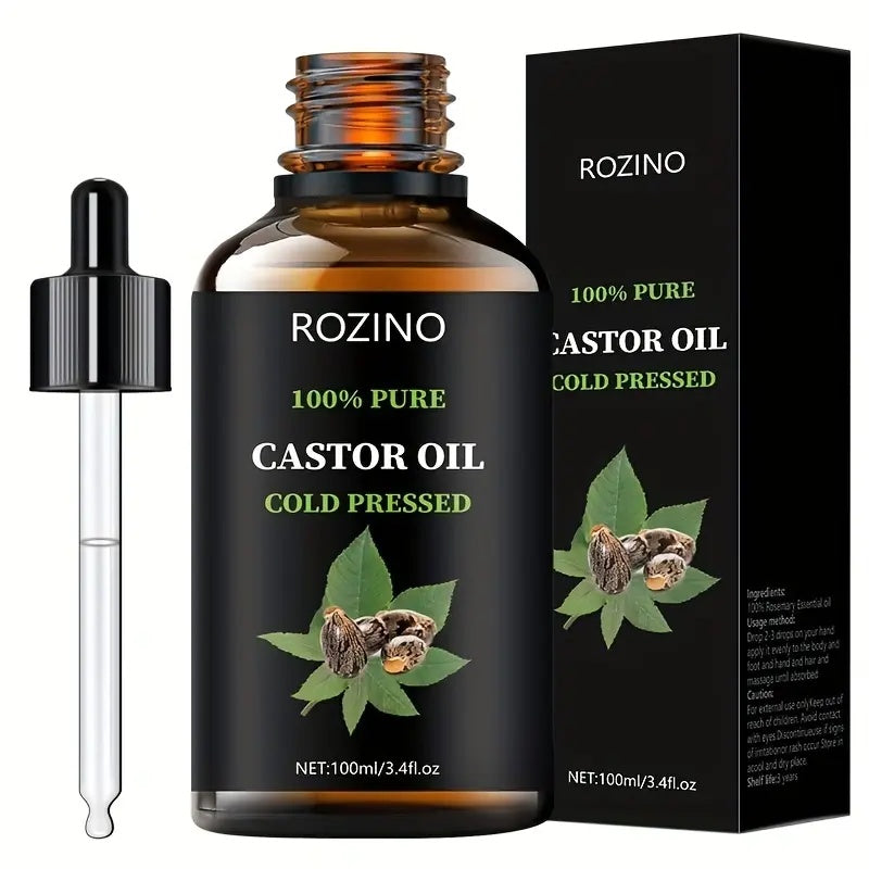 ROZINO Castor Oil: All - in - One Care for Hair, Skin & More! Cold - Pressed & Pure