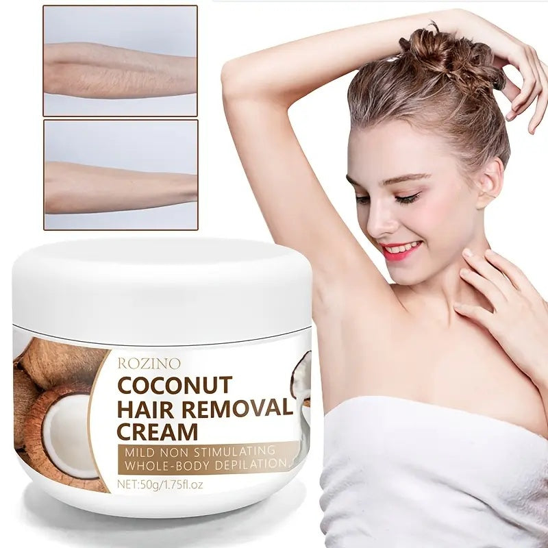 Rozino Coconut Oil Hair Removal Cream - Mild Formula for Easy Hair Removal - Gentle Wax for Sensitive Skin - 100g Container Body Care Cosmetic
