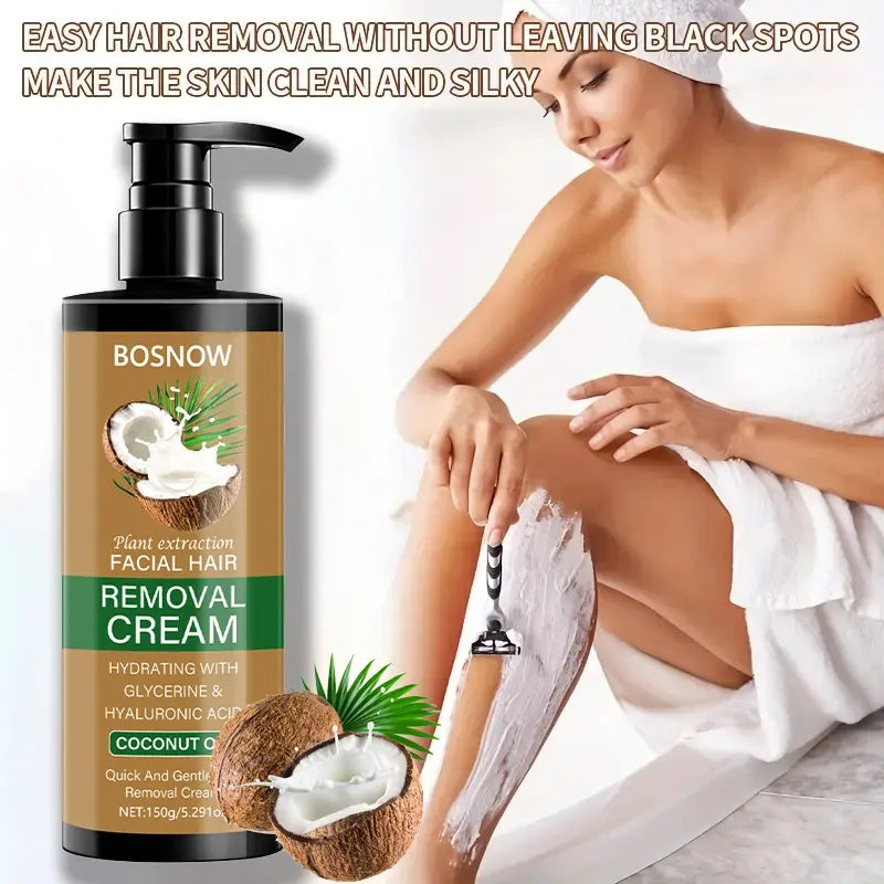 Rozino Coconut Oil Hair Removal Cream - Mild Formula for Easy Hair Removal - Gentle Wax for Sensitive Skin - 100g Container Body Care Cosmetic