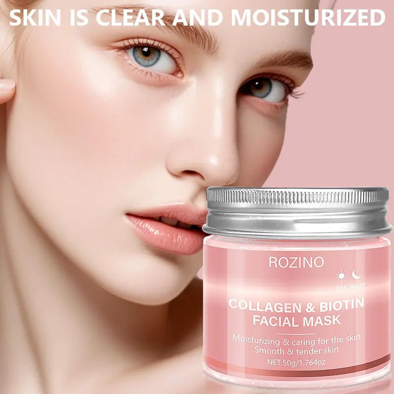 ROZINO Collagen & Biotin Facial Mask - Hydrating & Caring for Smooth & Tender Skin - 50g