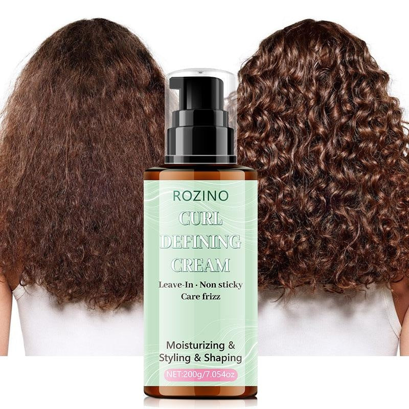 ROZINO Curl Defining Cream - Gentle Non-Washing Formula for Healthy Curls & Frizz Control - 200g Moisturizing Styling Shaping Leave-In Product