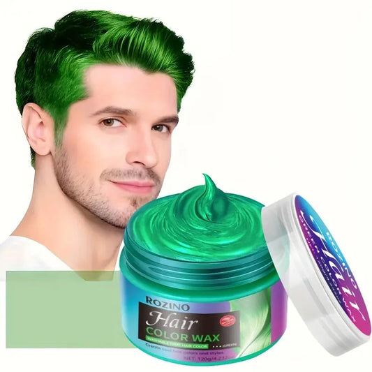 ROZINO Green Hair Coloring Styling Wax for Men - Long Lasting Natural Color Therapy Shampoo & Moisturizing Care for Beard Growth & Haircare