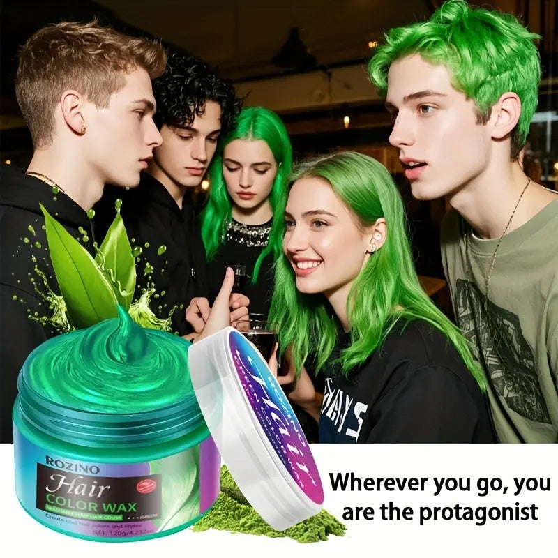 ROZINO Green Hair Coloring Styling Wax for Men - Long Lasting Natural Color Therapy Shampoo & Moisturizing Care for Beard Growth & Haircare