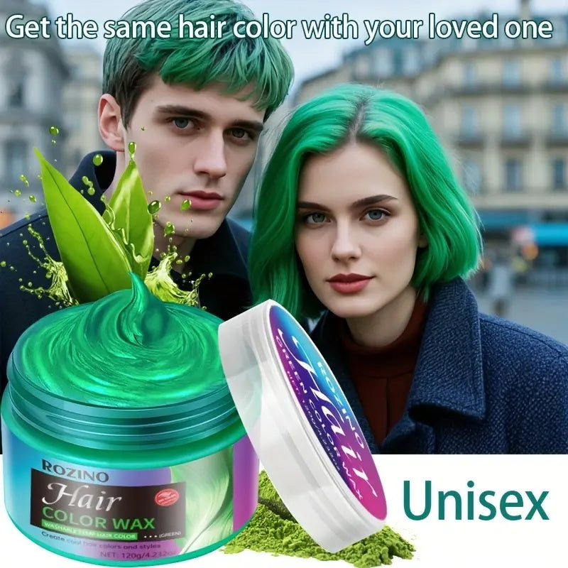 ROZINO Green Hair Coloring Styling Wax for Men - Long Lasting Natural Color Therapy Shampoo & Moisturizing Care for Beard Growth & Haircare