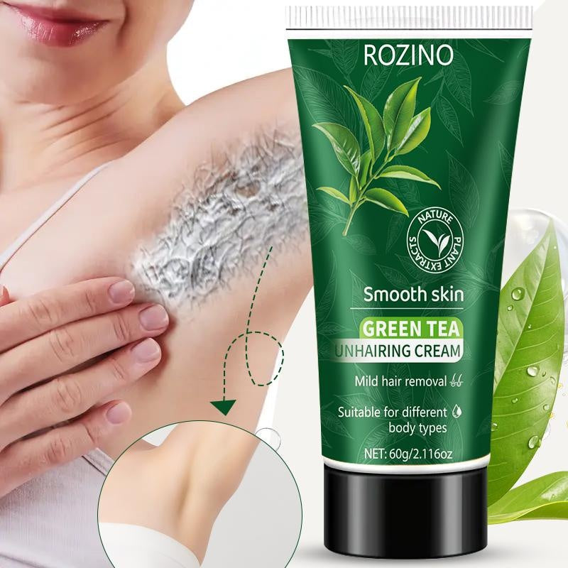 ROZINO Green Tea Hair Removal Cream - Mild & Non-Irritating Formula for Easy Lip Hair Removal Without Black Spots