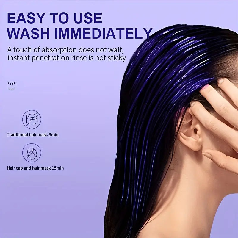 ROZINO Keratin Purple & Blue Hair Mask: Targeted Removal of Yellow and Orange Brassy Tones reusable  extensions