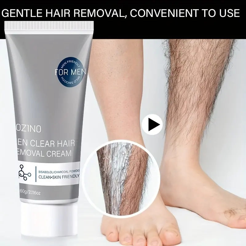 ROZINO Men's Refreshing Hair Removal Cream - Moisturizing & Nourishing Formula for Brighter Smoother Skin - Clean-Skin Friendly Wax Cosmetic