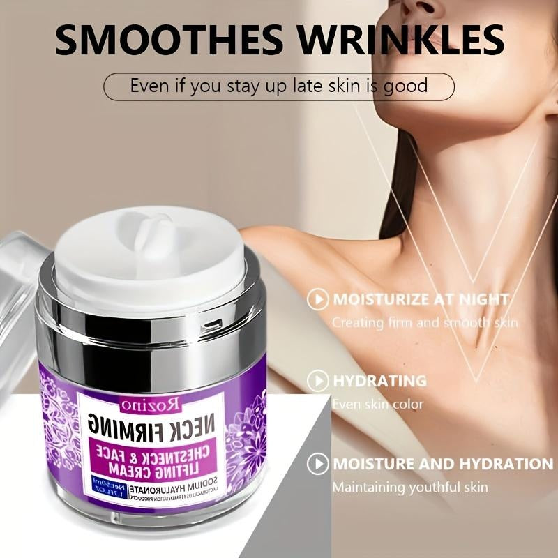Rozino Neck Firming Cream - Lightweight Moisturizing Hydrating Formula for Firm Neck Chest & Face - Daily Moisture Enhancer - 50ml