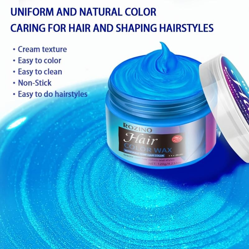 ROZINO One-Touch Blue Hair Wax Easy Color-Changing Define Exclusive Hair Color Haircare Flexible Hair Coloring Option