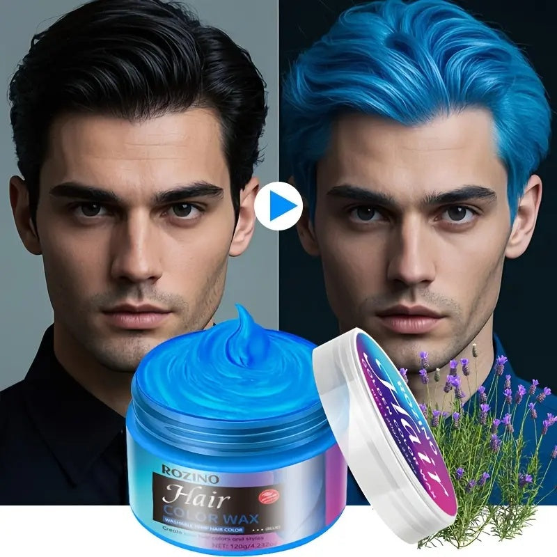 ROZINO One-Touch Blue Hair Wax Easy Color-Changing Define Exclusive Hair Color Haircare Flexible Hair Coloring Option