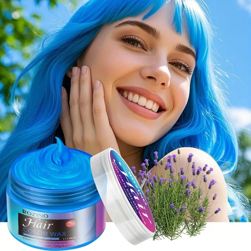 ROZINO One-Touch Blue Hair Wax Easy Color-Changing Define Exclusive Hair Color Haircare Flexible Hair Coloring Option